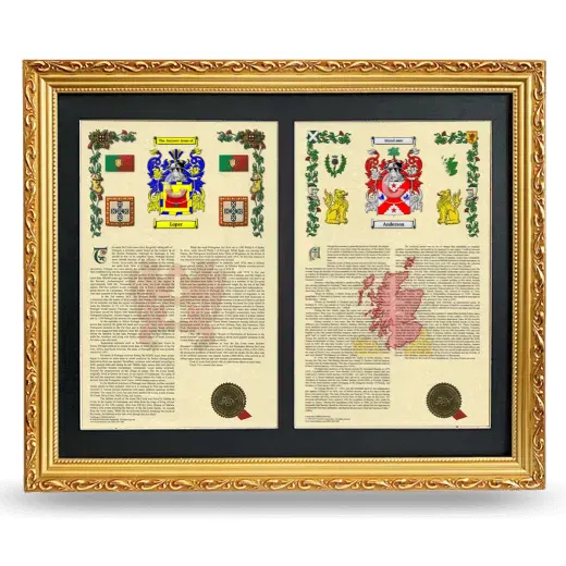 Double Armorial History Framed - Gold