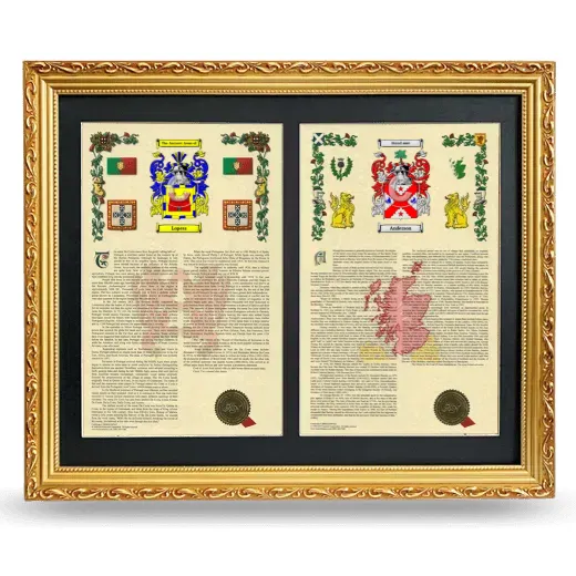 Double Armorial History Framed - Gold