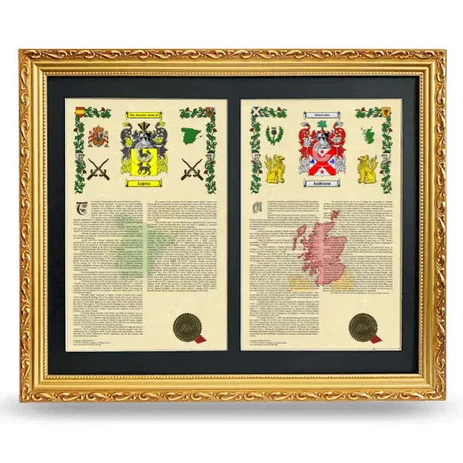 Double Armorial History Framed - Gold