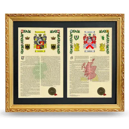 Double Armorial History Framed - Gold