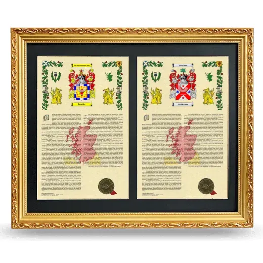 Double Armorial History Framed - Gold