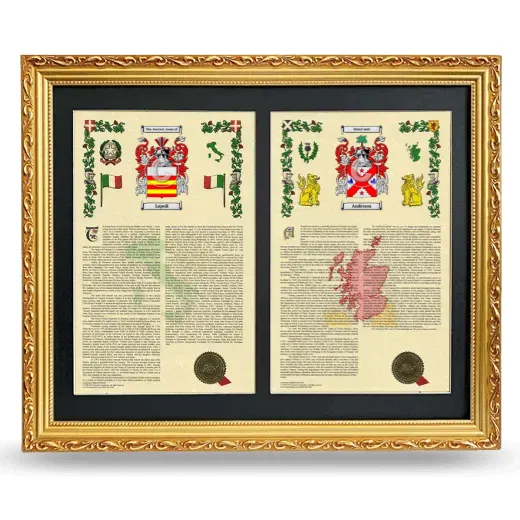 Double Armorial History Framed - Gold