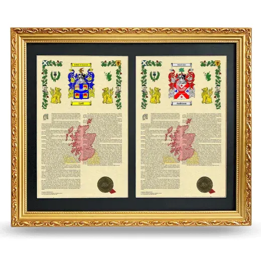 Double Armorial History Framed - Gold