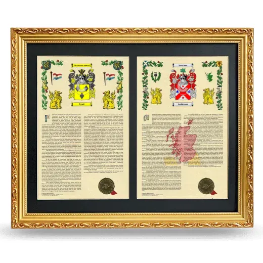 Double Armorial History Framed - Gold