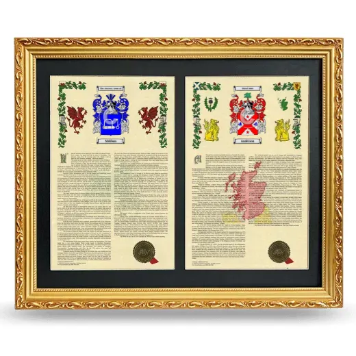 Double Armorial History Framed - Gold