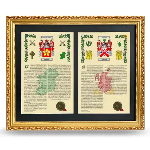 Double Armorial History Framed - Gold