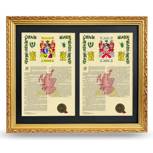 Double Armorial History Framed - Gold