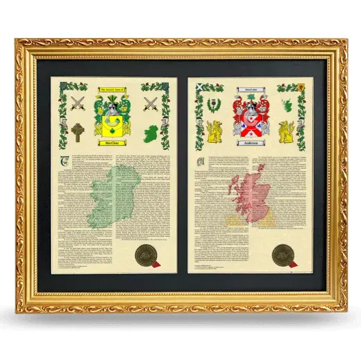 Double Armorial History Framed - Gold