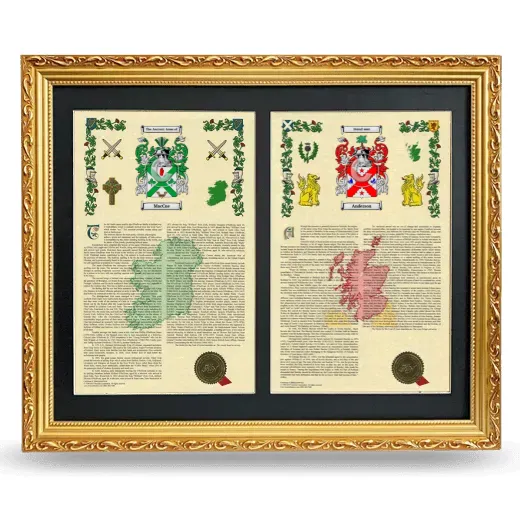 Double Armorial History Framed - Gold