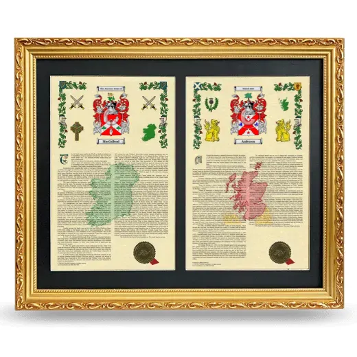 Double Armorial History Framed - Gold