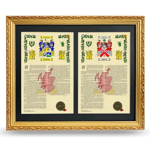 Double Armorial History Framed - Gold