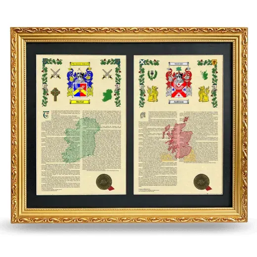Double Armorial History Framed - Gold