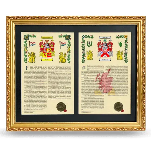 Double Armorial History Framed - Gold
