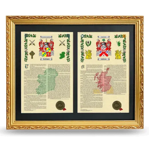 Double Armorial History Framed - Gold