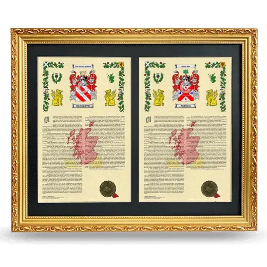 Double Armorial History Framed - Gold