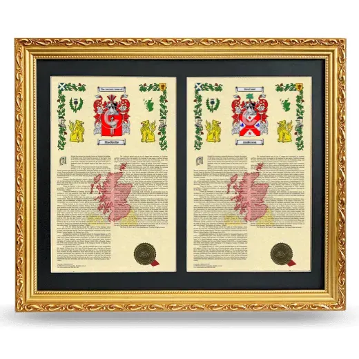 Double Armorial History Framed - Gold