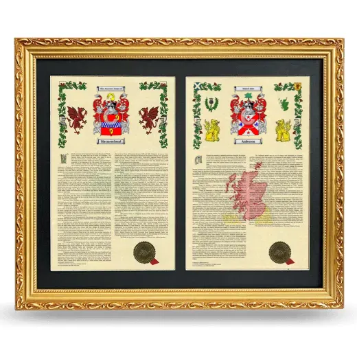 Double Armorial History Framed - Gold