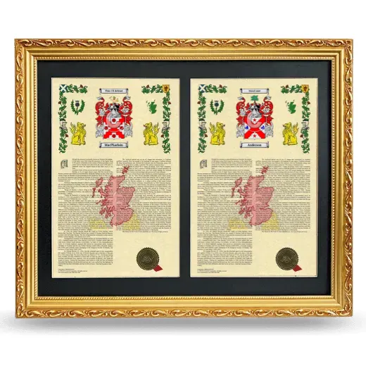 Double Armorial History Framed - Gold