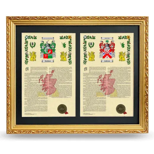 Double Armorial History Framed - Gold