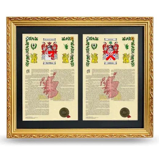 Double Armorial History Framed - Gold