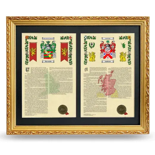 Double Armorial History Framed - Gold