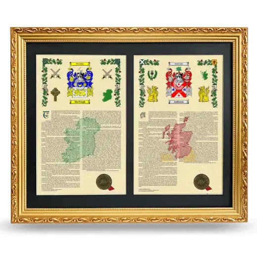 Double Armorial History Framed - Gold
