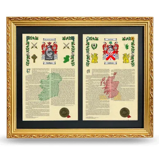 Double Armorial History Framed - Gold