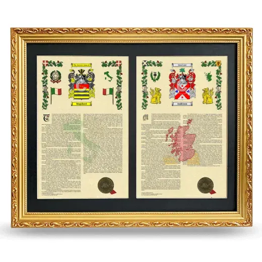 Double Armorial History Framed - Gold
