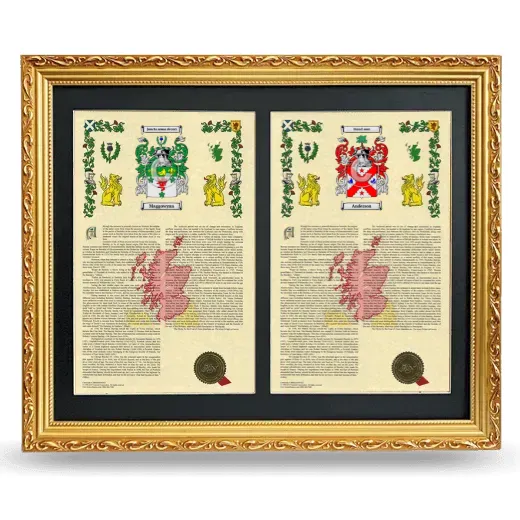 Double Armorial History Framed - Gold