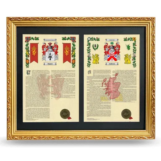 Double Armorial History Framed - Gold