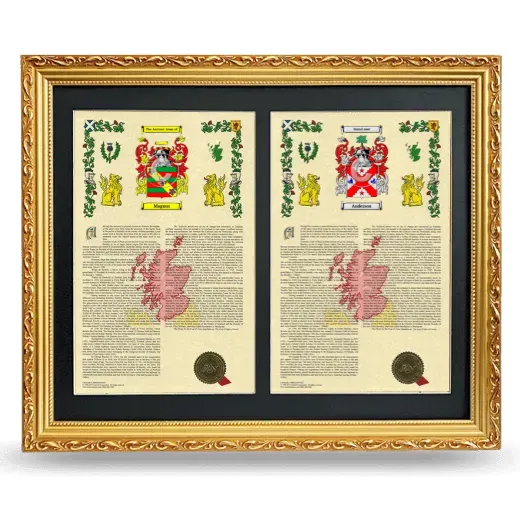 Double Armorial History Framed - Gold