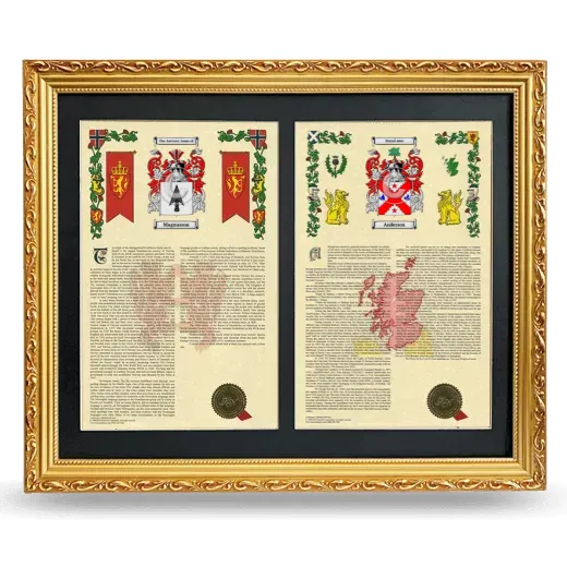 Double Armorial History Framed - Gold
