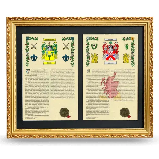 Double Armorial History Framed - Gold