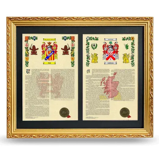 Double Armorial History Framed - Gold