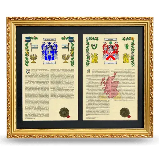 Double Armorial History Framed - Gold