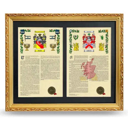 Double Armorial History Framed - Gold