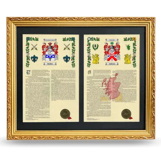 Double Armorial History Framed - Gold