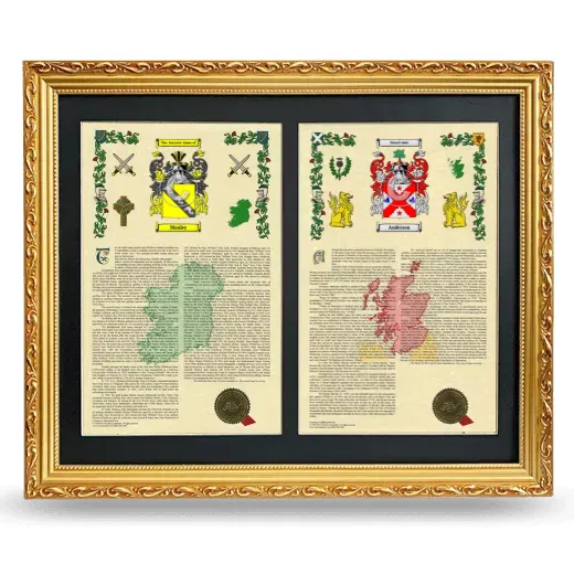 Double Armorial History Framed - Gold