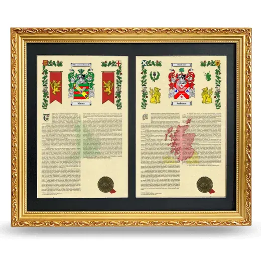 Double Armorial History Framed - Gold