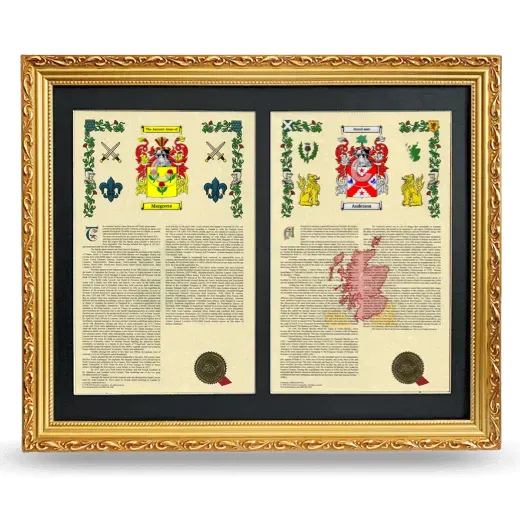 Double Armorial History Framed - Gold
