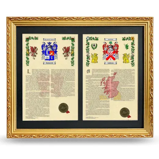 Double Armorial History Framed - Gold