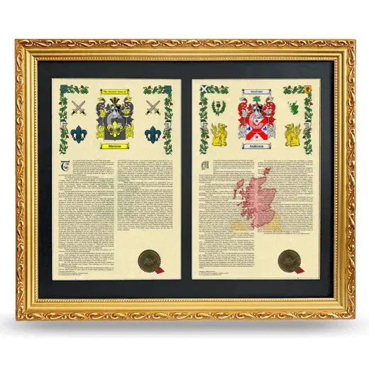Double Armorial History Framed - Gold