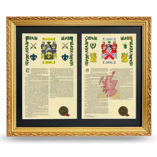 Double Armorial History Framed - Gold