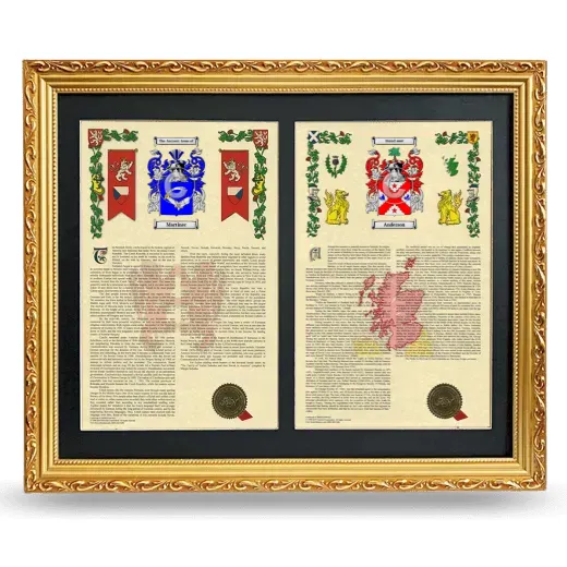 Double Armorial History Framed - Gold