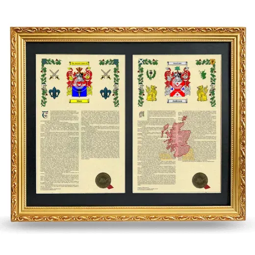 Double Armorial History Framed - Gold