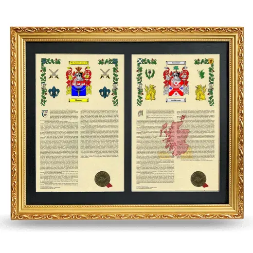 Double Armorial History Framed - Gold
