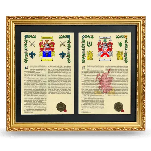 Double Armorial History Framed - Gold