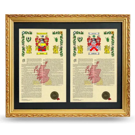 Double Armorial History Framed - Gold