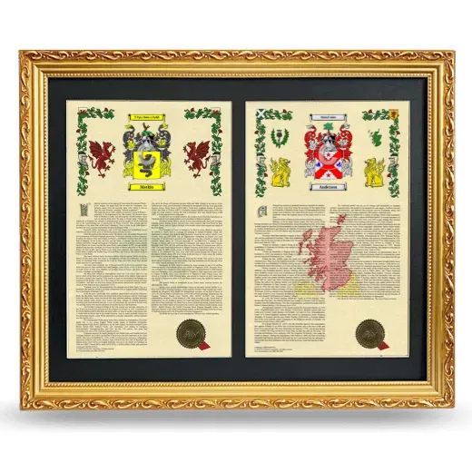 Double Armorial History Framed - Gold