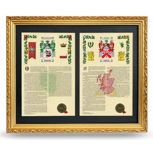 Double Armorial History Framed - Gold